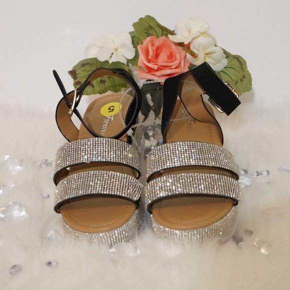 Sandals Rhinestone Ankle Strap Crystal Platform - Picture 4 of 6